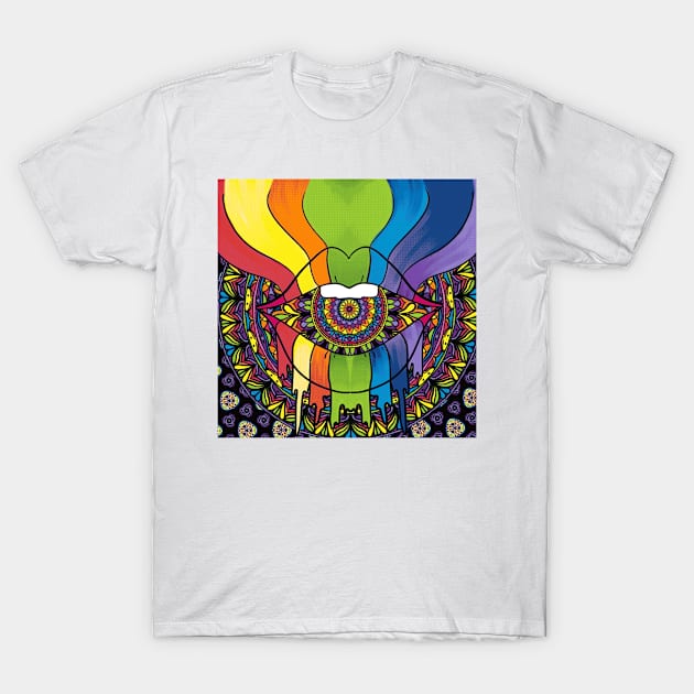 Rainbows and mandala4 T-Shirt by TealFeatherCreations1